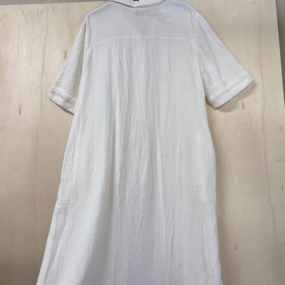 Chico's White Cotton Gauze Button Front Maxi Shirt Dress Womens Size 3 US 16/18 - Picture 10 of 15
